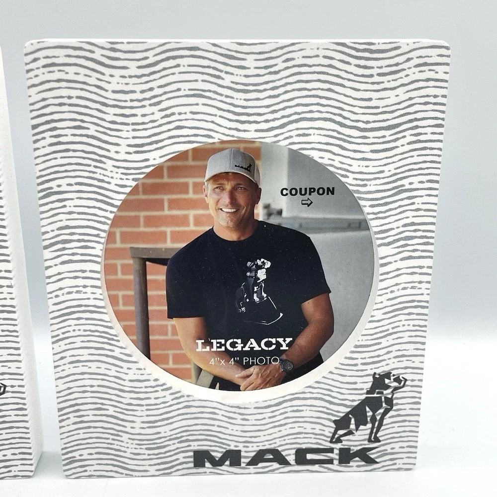 Set of 2 Mack Trucks Legacy‎ Photo Frames White Black Bulldog Logo 6.5